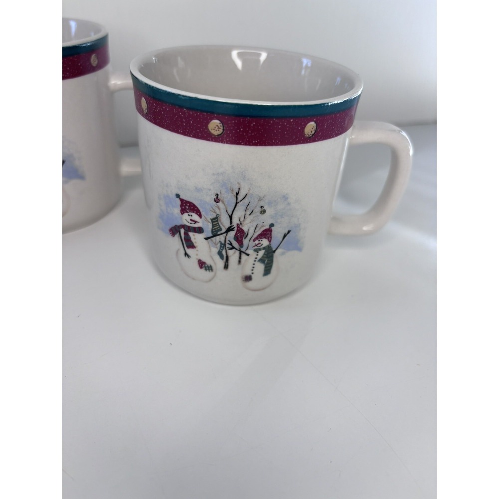 ⛄️Set Of 4 Royal Season Stoneware Snowman Snowmen Mugs Coffee Cups - Picture 2 of 6